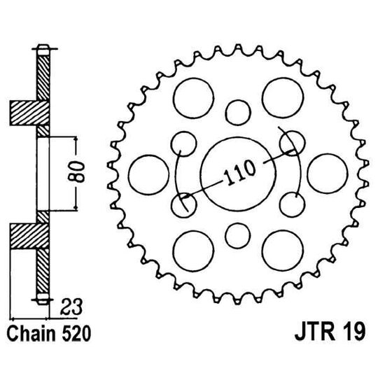 Reťazová rozeta JT JTR 19-36 36T, 520